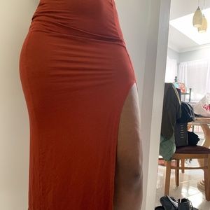 Burnt Orange Midi Skirt